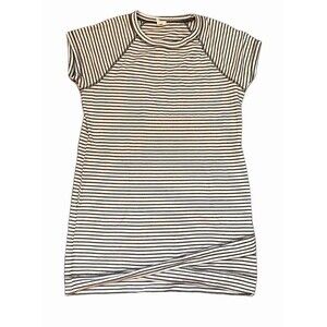 IDEOLOGY Women's Large Off Duty Short Sleeve Sweatshirt Dress Grey/White Striped